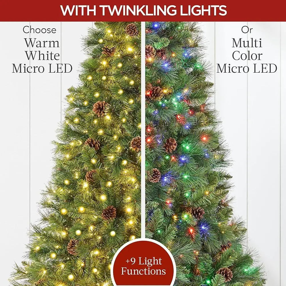 Pre-Lit Artificial Scotch Pine Christmas Tree 7.5ft with 1500 Twinkling Micro LED Lights Holiday Decor
