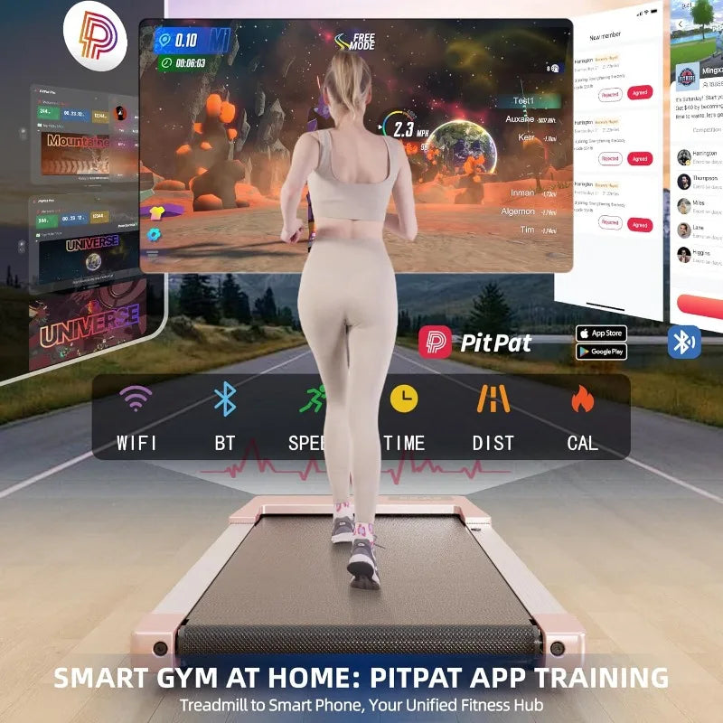 DeerRun 2025 Upgrade Walking Pad, Raceable Smart Under Desk Treadmill with Rewards Program,