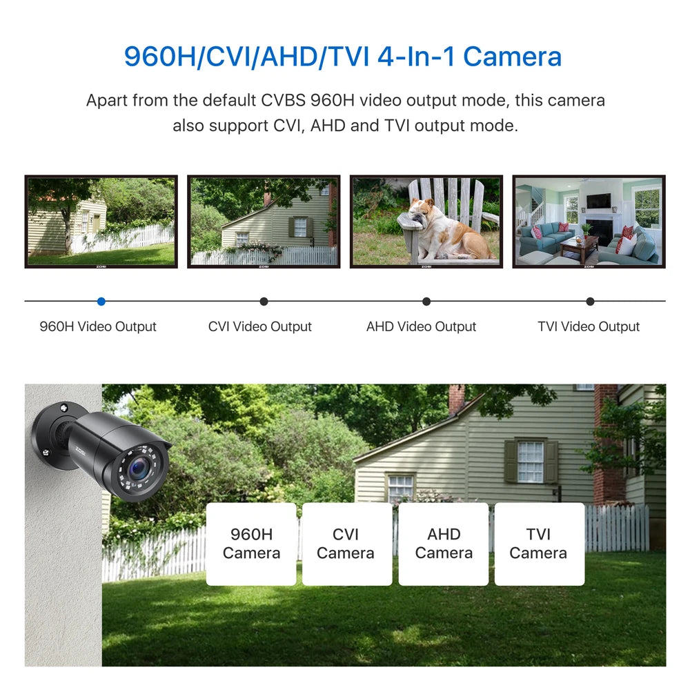 1080P 4 Pack HD TVI Security Cameras Outdoor Indoor Weatherproof Bullet