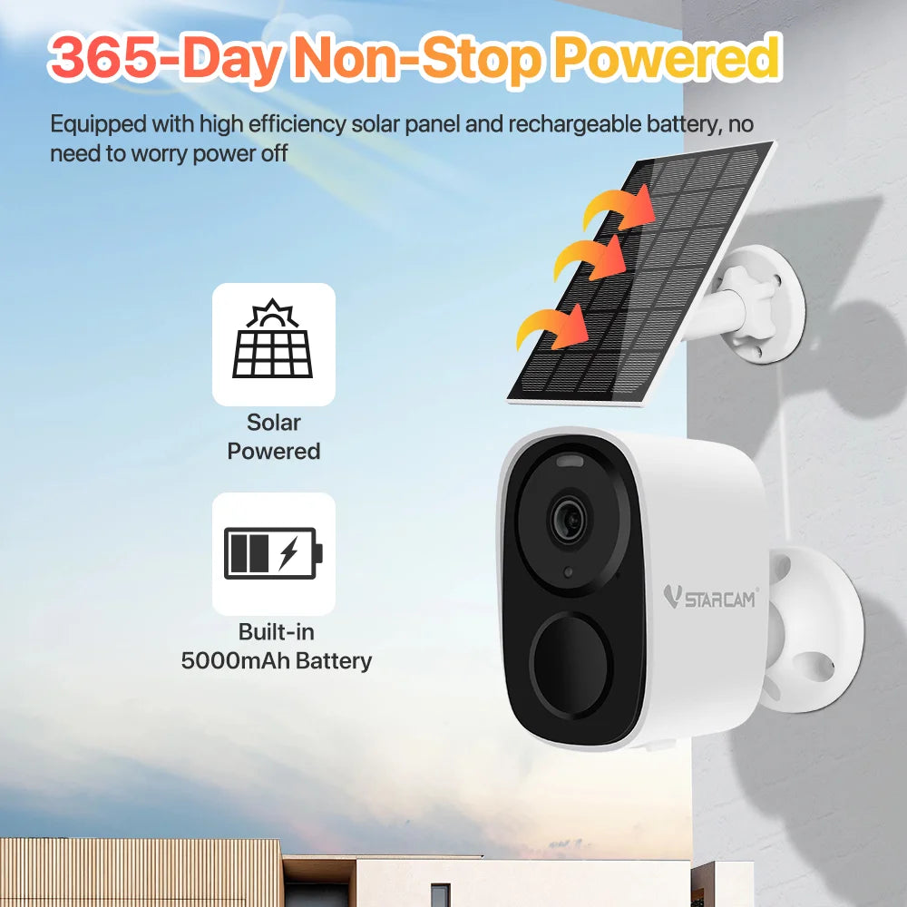 cam 2K Solar Security Cameras Wireless Outdoor Battery Powered Security Camera