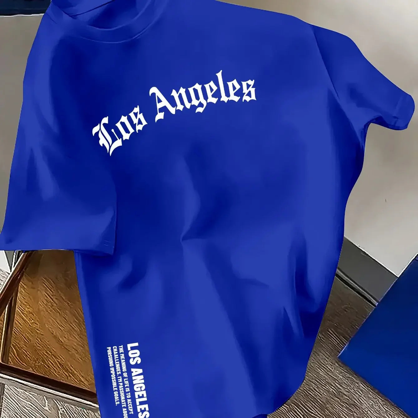 Men's Summer 100% Cotton Fashion Los Angeles Letter Printed Loose Large Casual