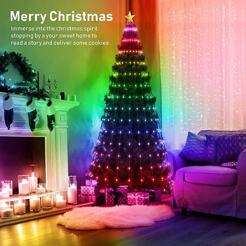 5Ft Smart Christmas Tree Lights - 400 LEDs with Remote & App Control - Music Sync,