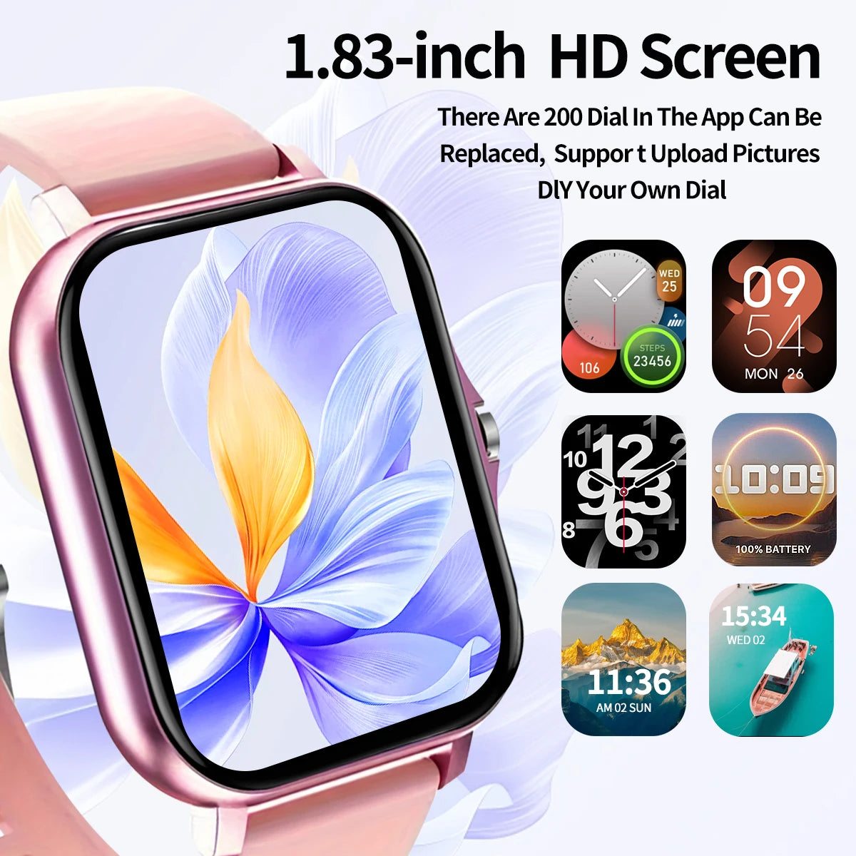 Outdoor sports smartwatch, wireless calling, information reminder, men's and women's
