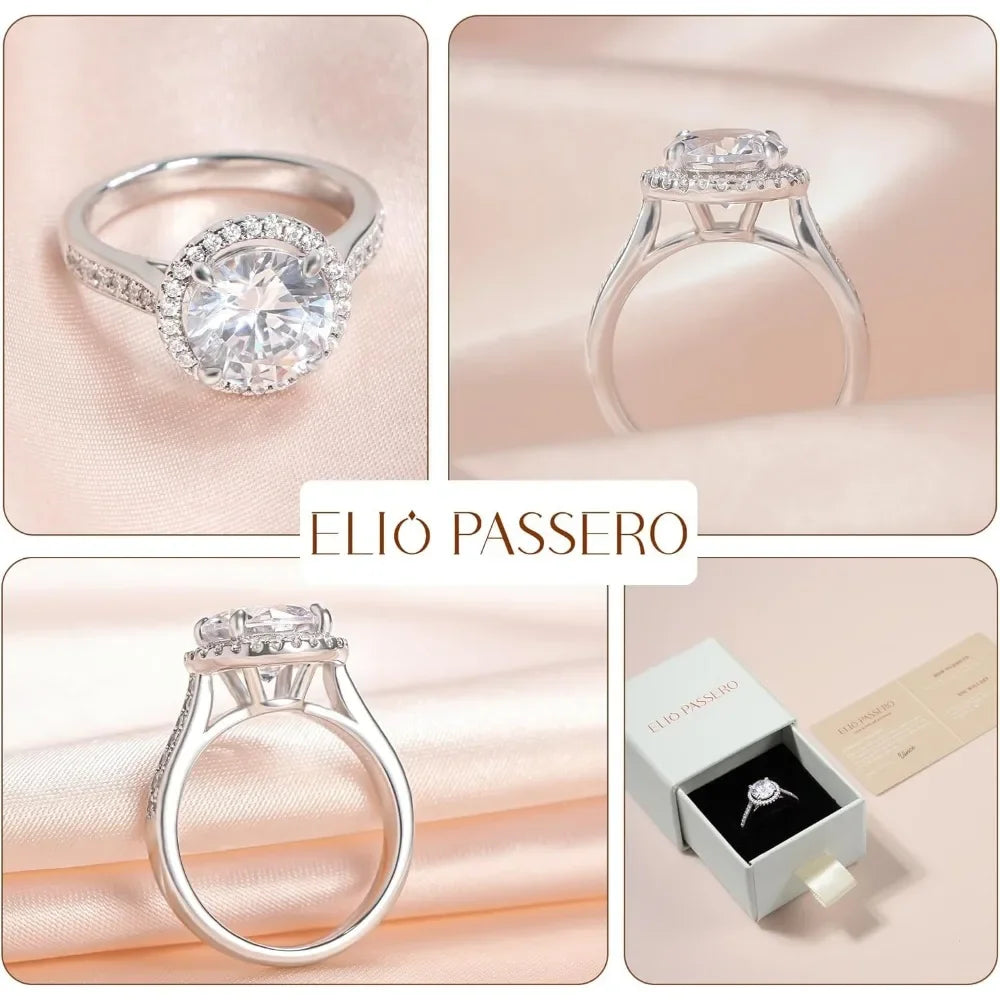 Moissanite Engagement Rings for Women 925 Sterling Silver with 18K Gold Plated Round Sparkl