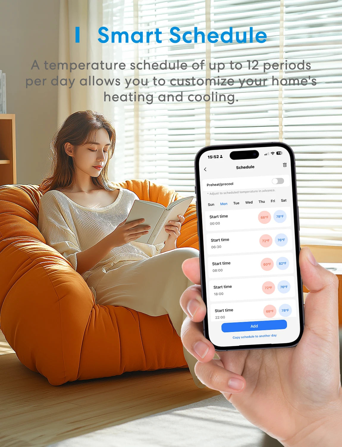 Smart US Wi-Fi Thermostat Compatible with 95% heating and cooling systems