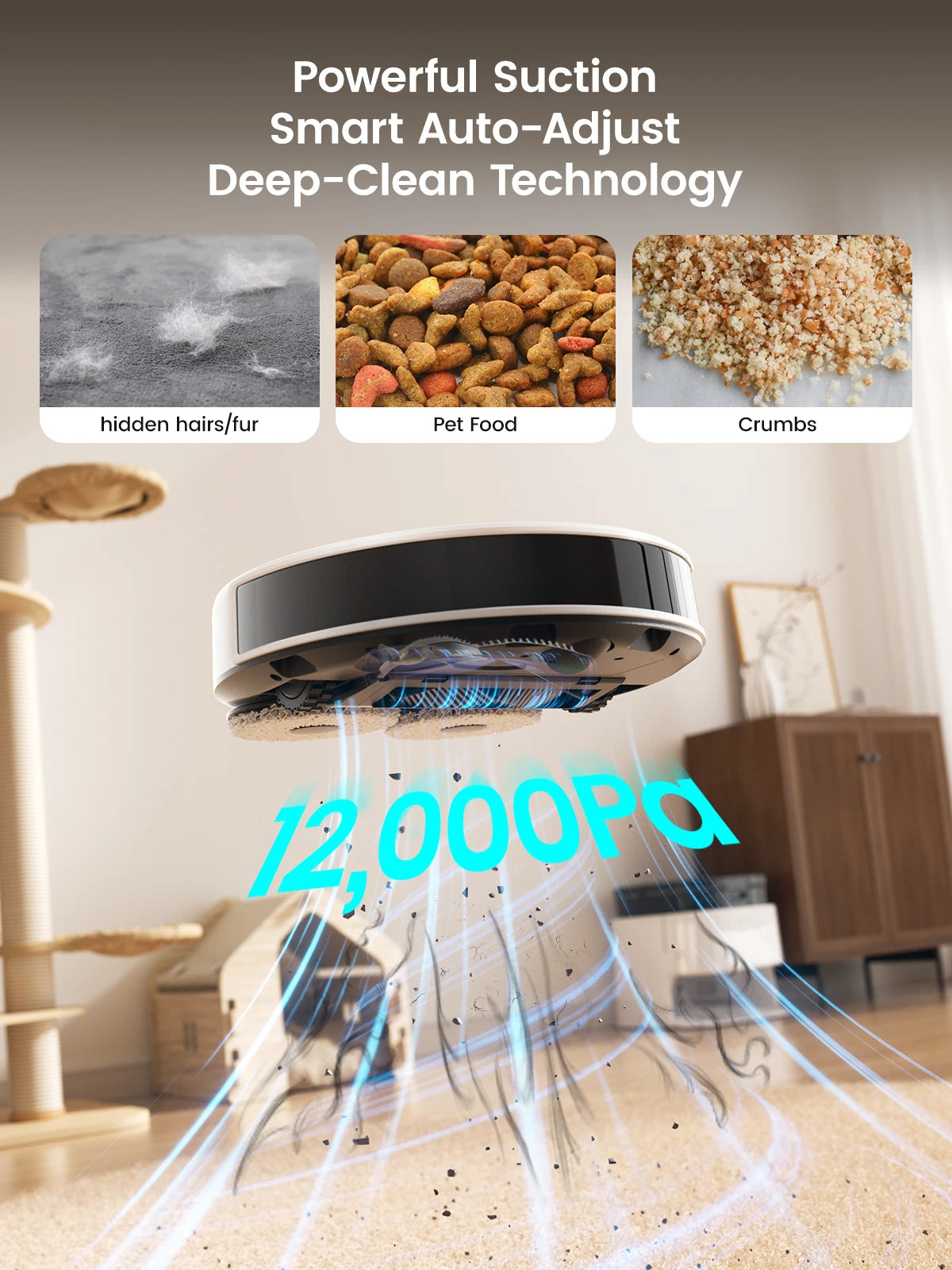 Robot Vacuum Cleaner with Mapping, 12000Pa Suction, Emptying Station, Automatic Washing and Drying,