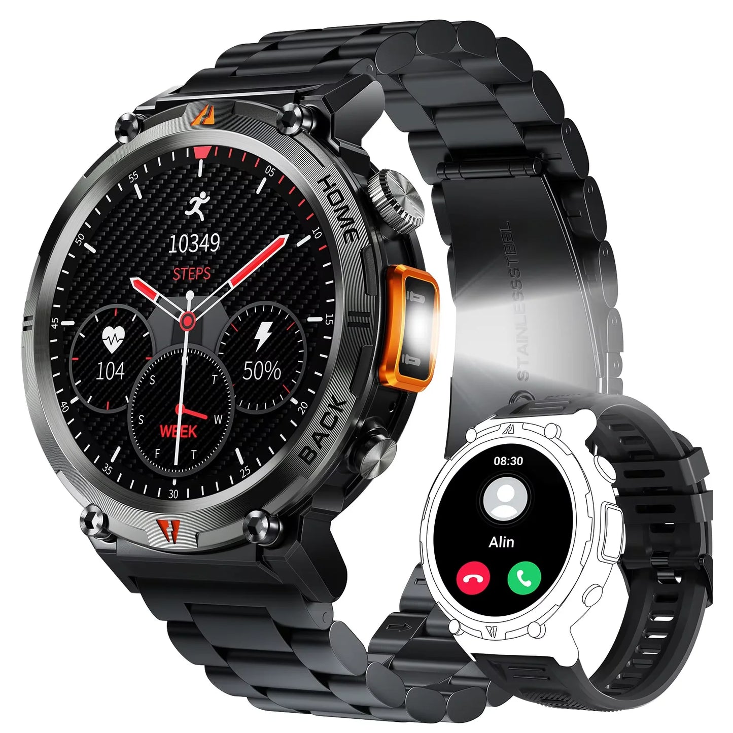Bluetooth Call Smart Watch Men Full Touch Screen Health Monitor Clock