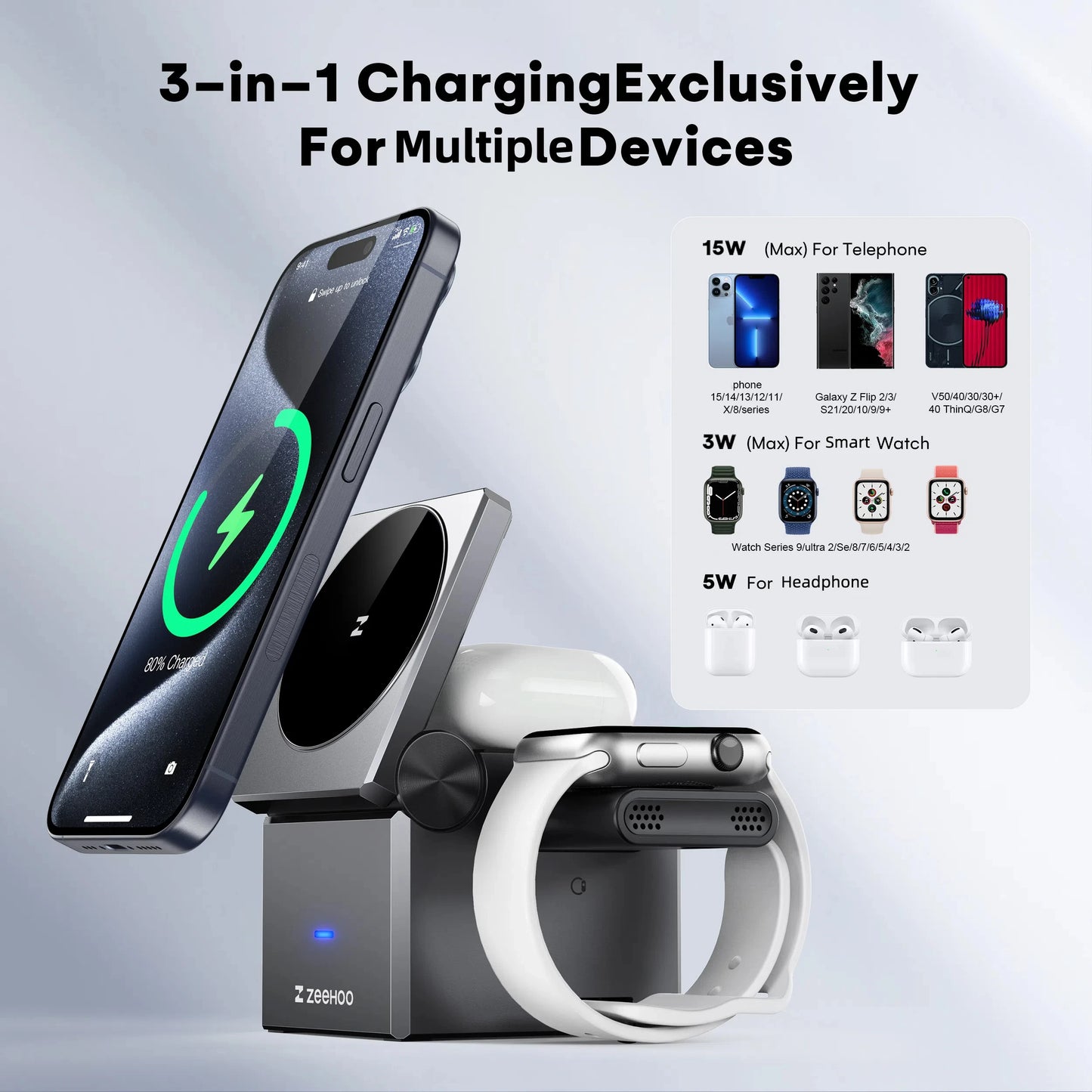 3 in 1 Charging Station Multiple Devices Apple, MagSafe