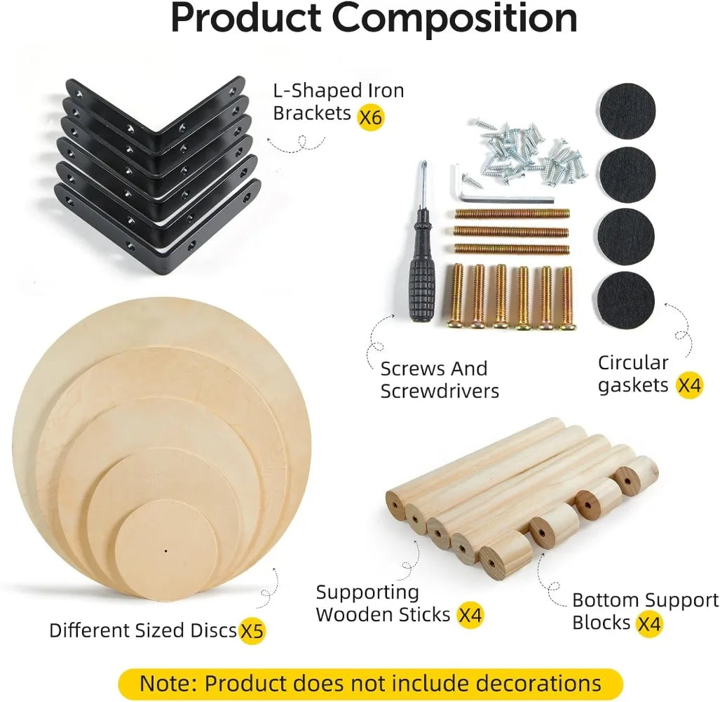 5.15Ft Christmas Tree, 5 Tier Christmas Tree with Shelves-Wooden Christmas Village Tree,