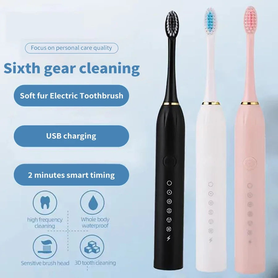 Sonic Electric Toothbrush for Adults Waterproof Brush Head