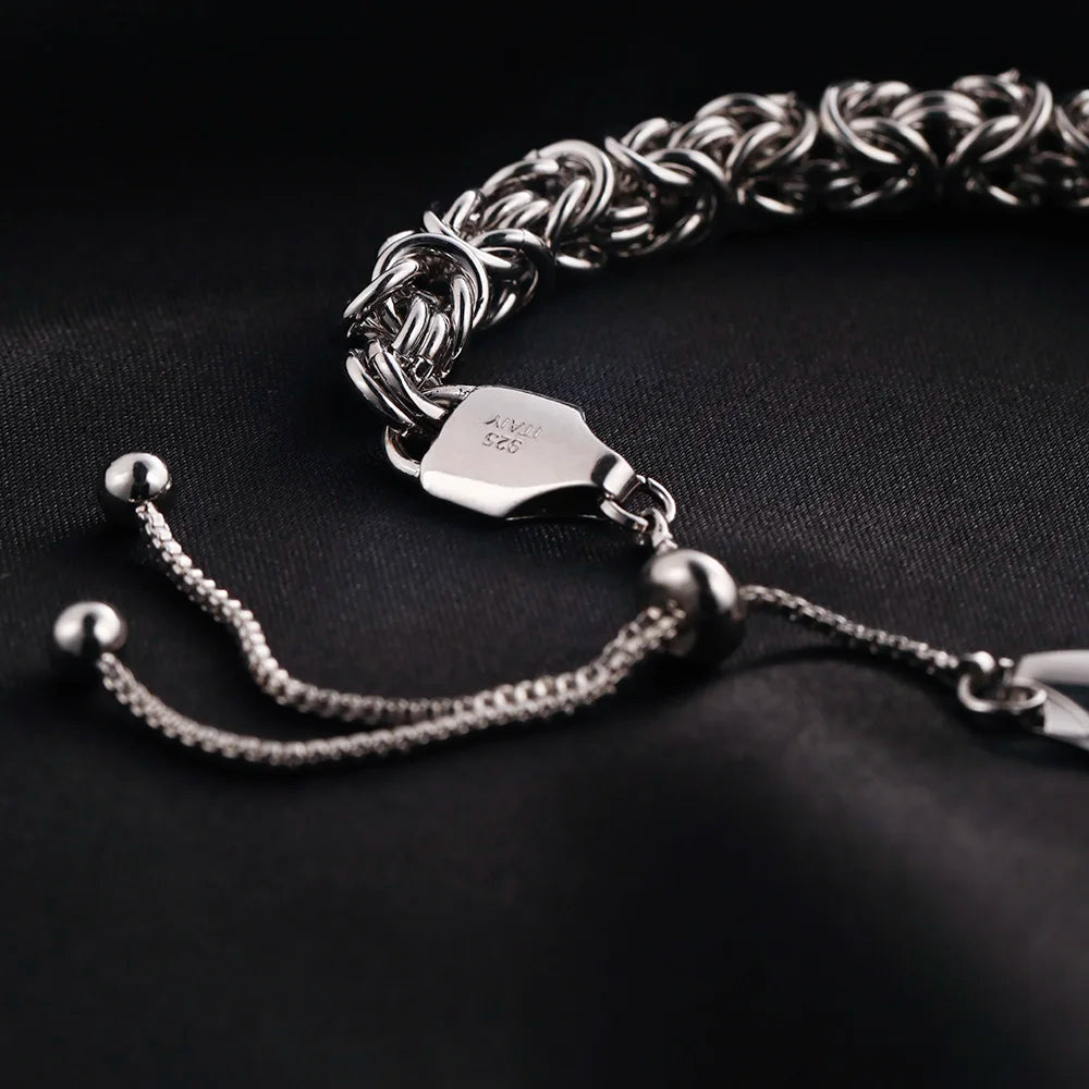 Sterling Silver Byzantine Emperor Chain Bracelet for Men Women Polished