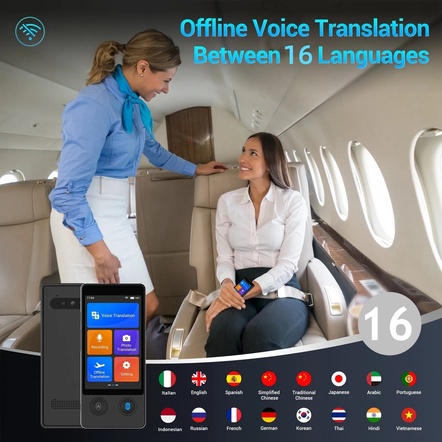 W12 Translator Device,Two Way Real Time Voice Translator