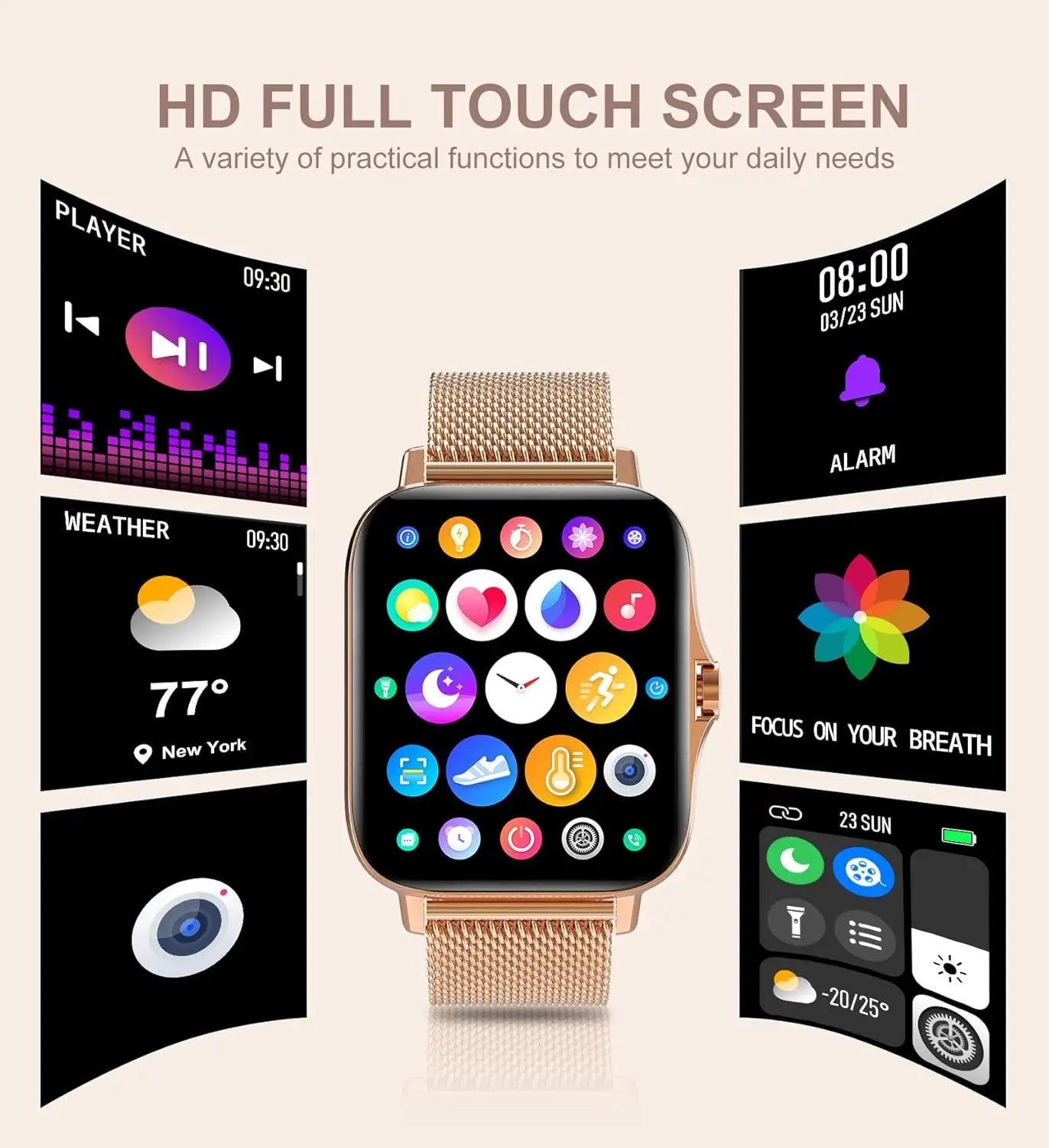 Smart Watch for Women(Call Receive/Dial), Fitness Tracker Smartwatch for Android