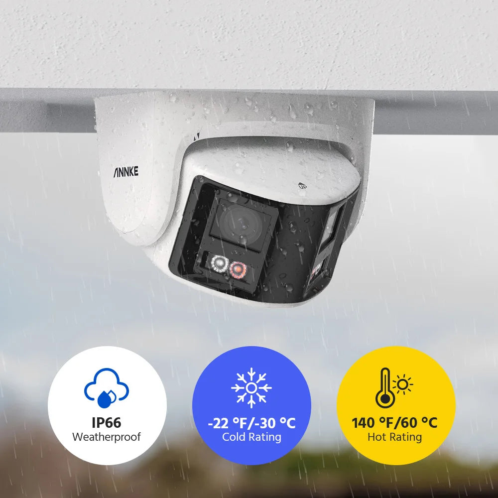 8MP 4K 6MP Camera Security Dual Lens Human Detect Two Way Audio 180° Wide View Angle