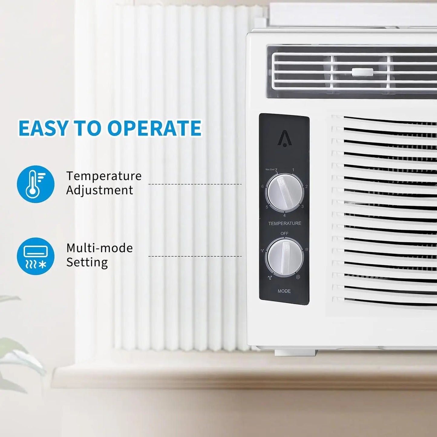 5000 BTU Window AC Unit with Remote - Cools Rooms 150 Sq.Ft, Low-Noise