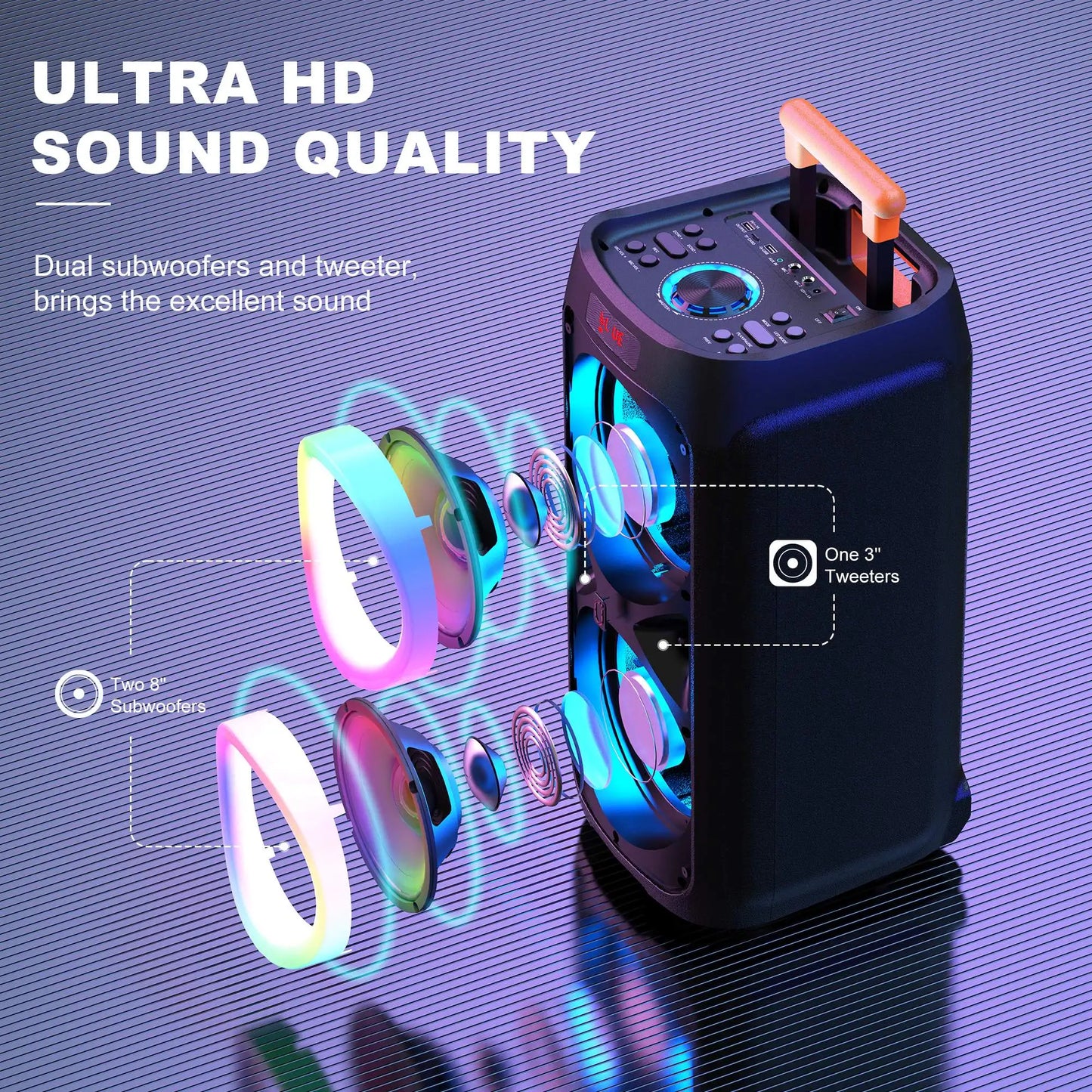 Karaoke Machine with 2 Wireless Microphones, Portable Bluetooth Speaker