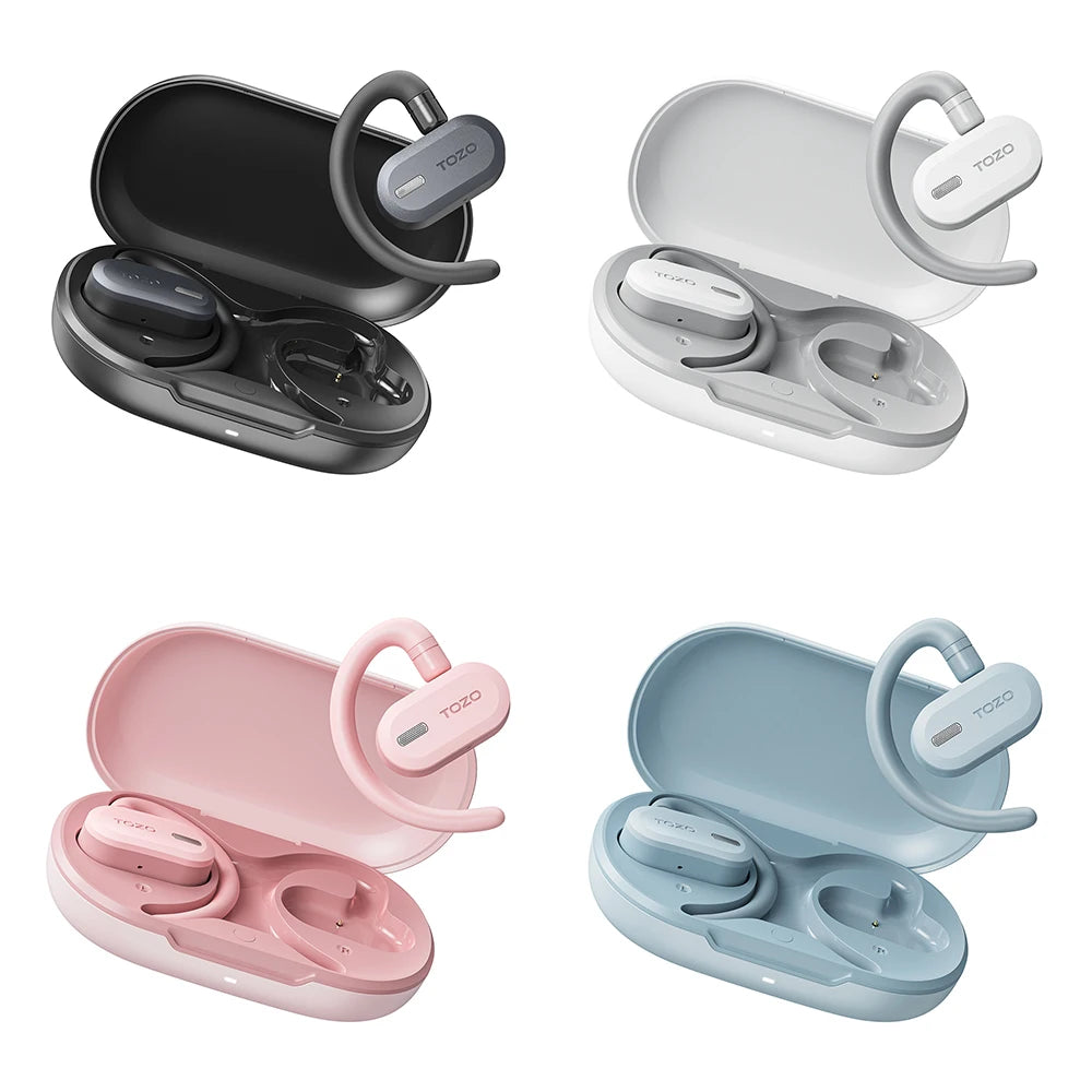 Refurbished TOZO Open Ear Hooks Headphones OWS Wireless Bluetooth 5.3 Earphones