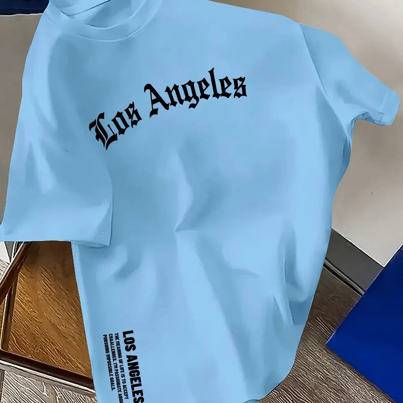 Men's Summer 100% Cotton Fashion Los Angeles Letter Printed Loose Large Casual