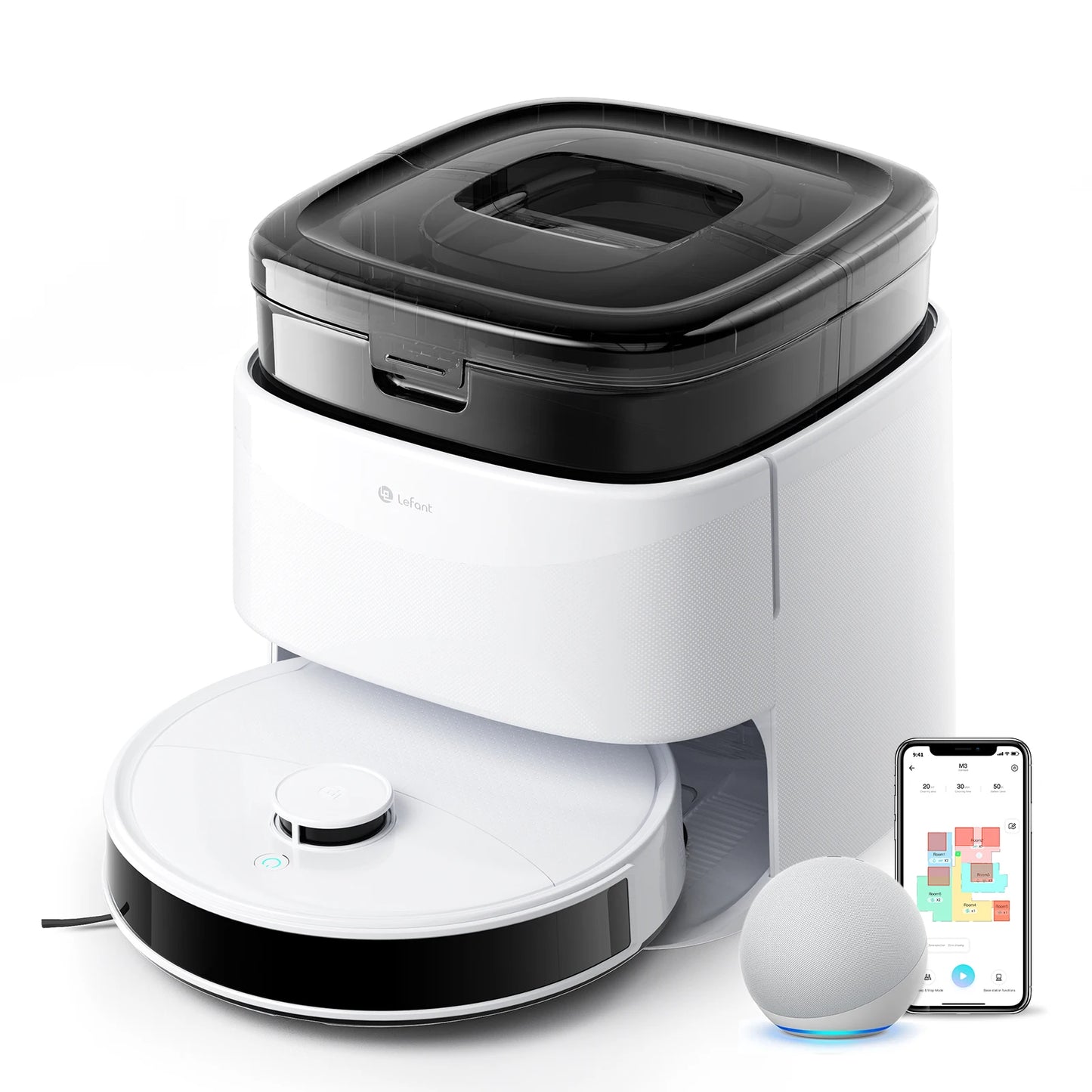Robot Vacuum Cleaner with Mapping, 12000Pa Suction, Emptying Station, Automatic Washing and Drying,