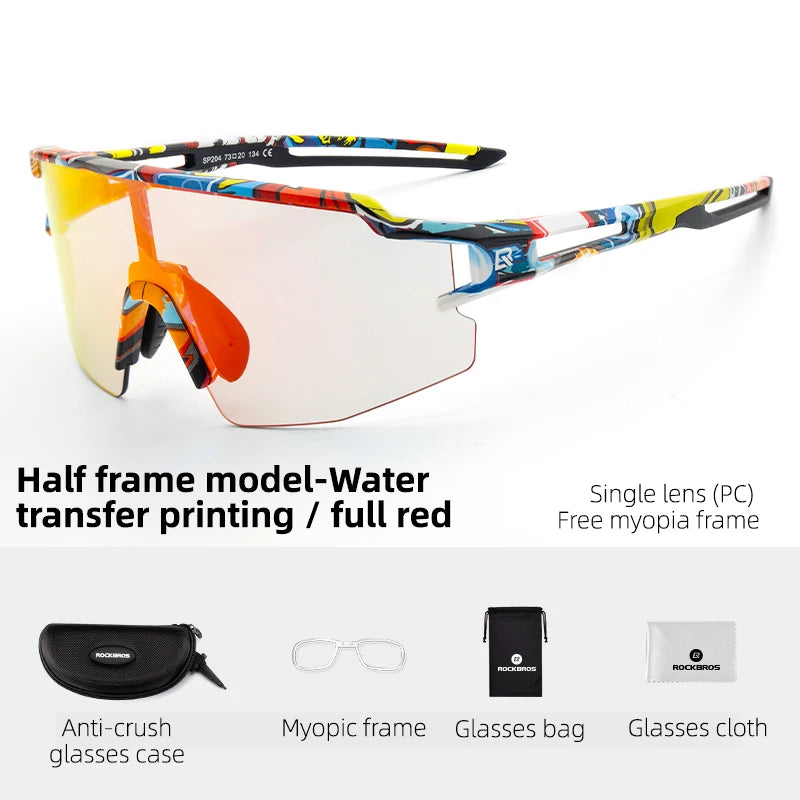 Cycling Glasses Photochromic Polarized Lens Bike Glasses UV400 Protection Eyewear