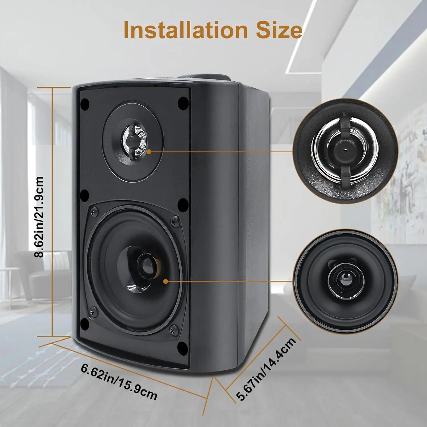 Herdio 2PCS 4'' Outdoor Bluetooth Speakers Waterproof Wired 200W