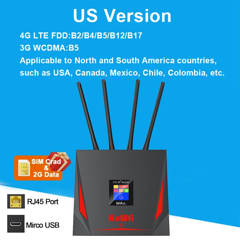 4G LTE Router CAT4 300Mbps Wifi Router 4G Modem with Free SIM Card