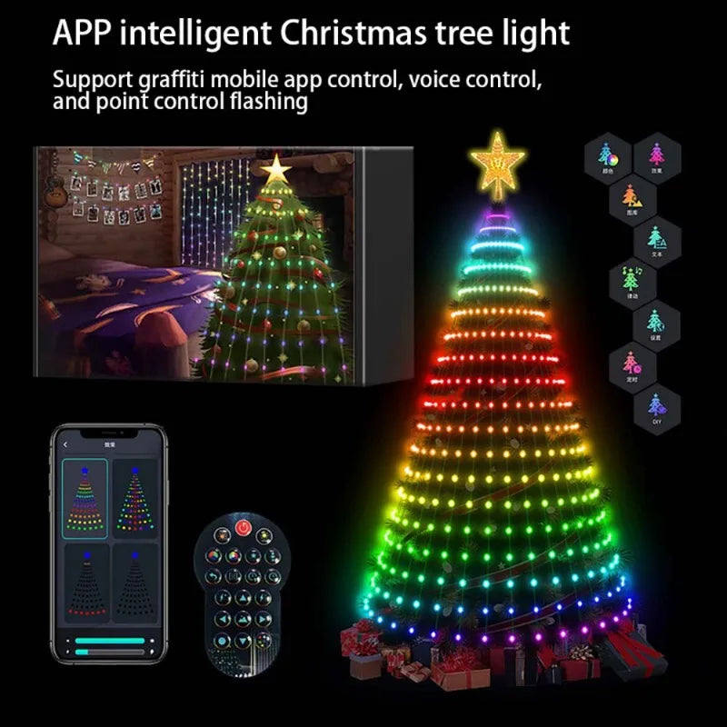 5Ft Smart Christmas Tree Lights - 400 LEDs with Remote & App Control - Music Sync,