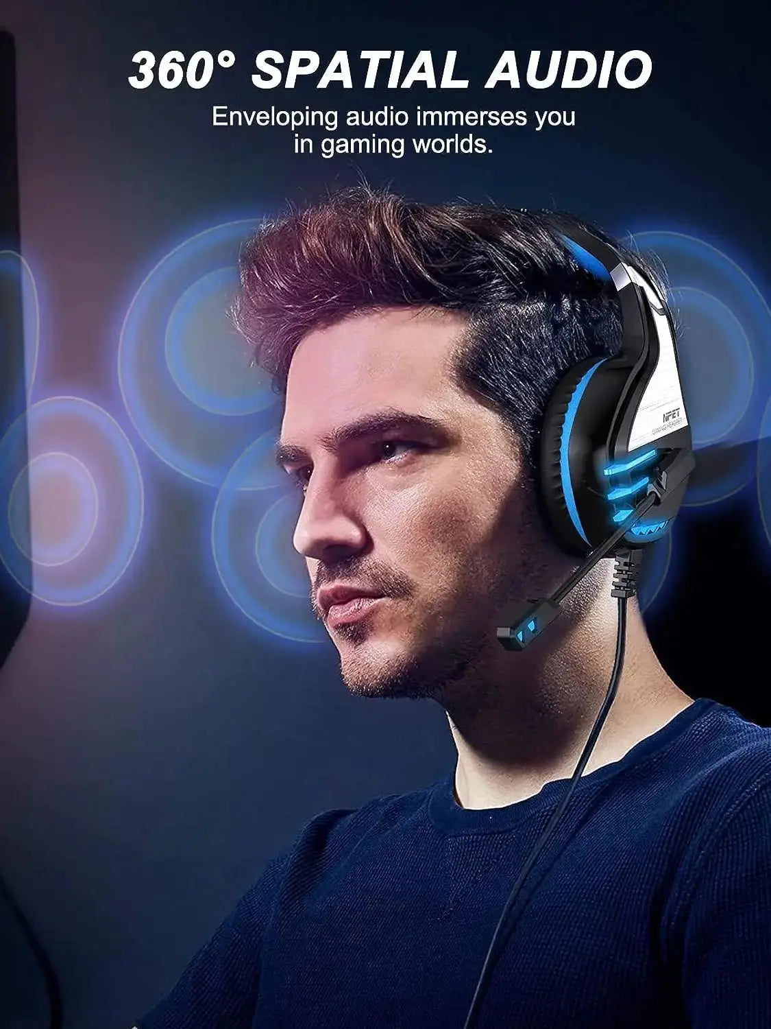 3.5mm Wired Gaming Headphones With Microphone 120° Adjustable