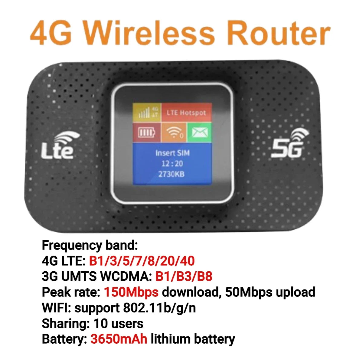 4G LTE Router 150Mbps Portable WiFi Repeater Wireless Router