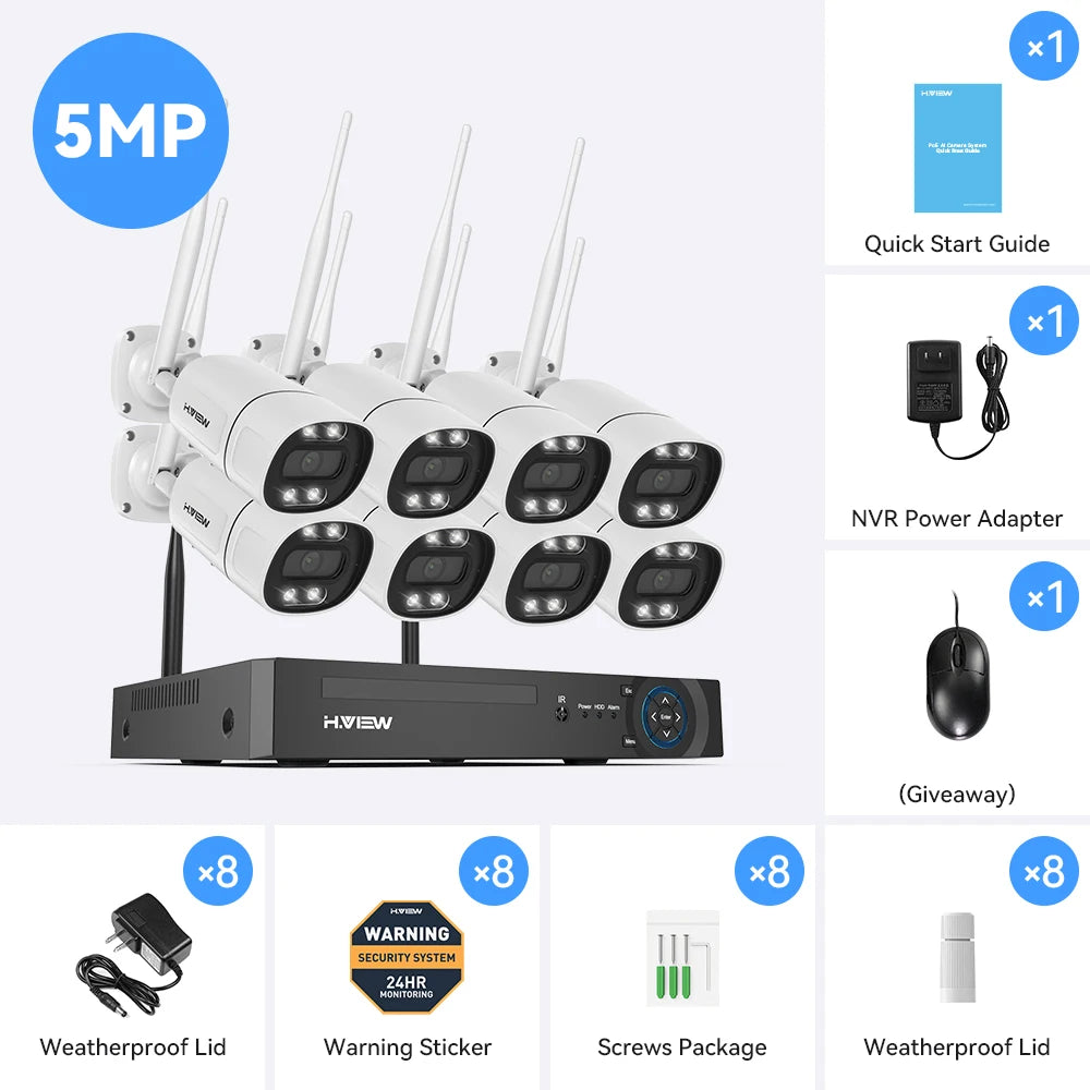 8CH 5mp Wireless Wifi Camera Security System CCTV Camera Video Surveillance Kit NVR Indoor Outdoor