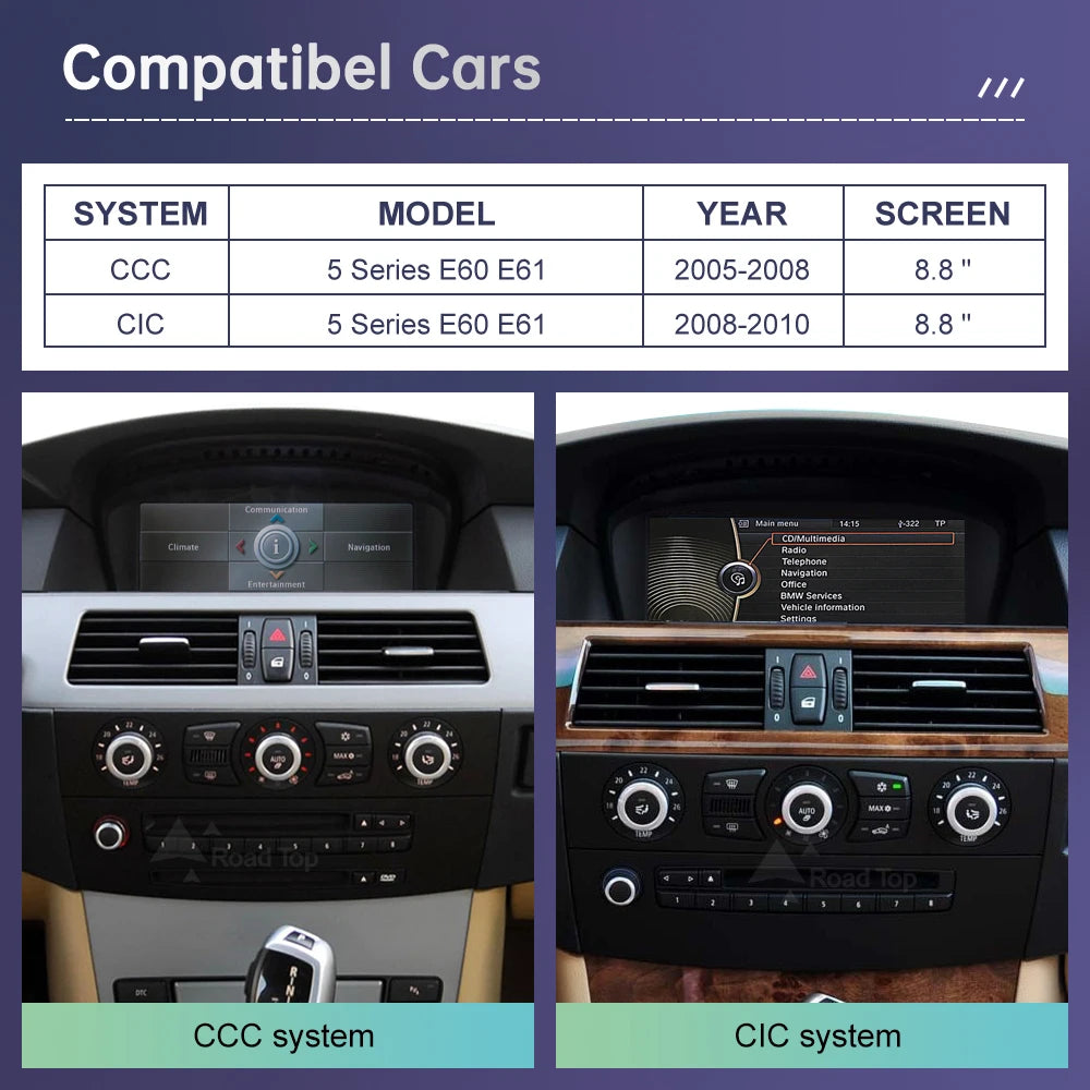 Wireless CarPlay Touch Screen For BMW 5 Android Auto Monitor Radio Player