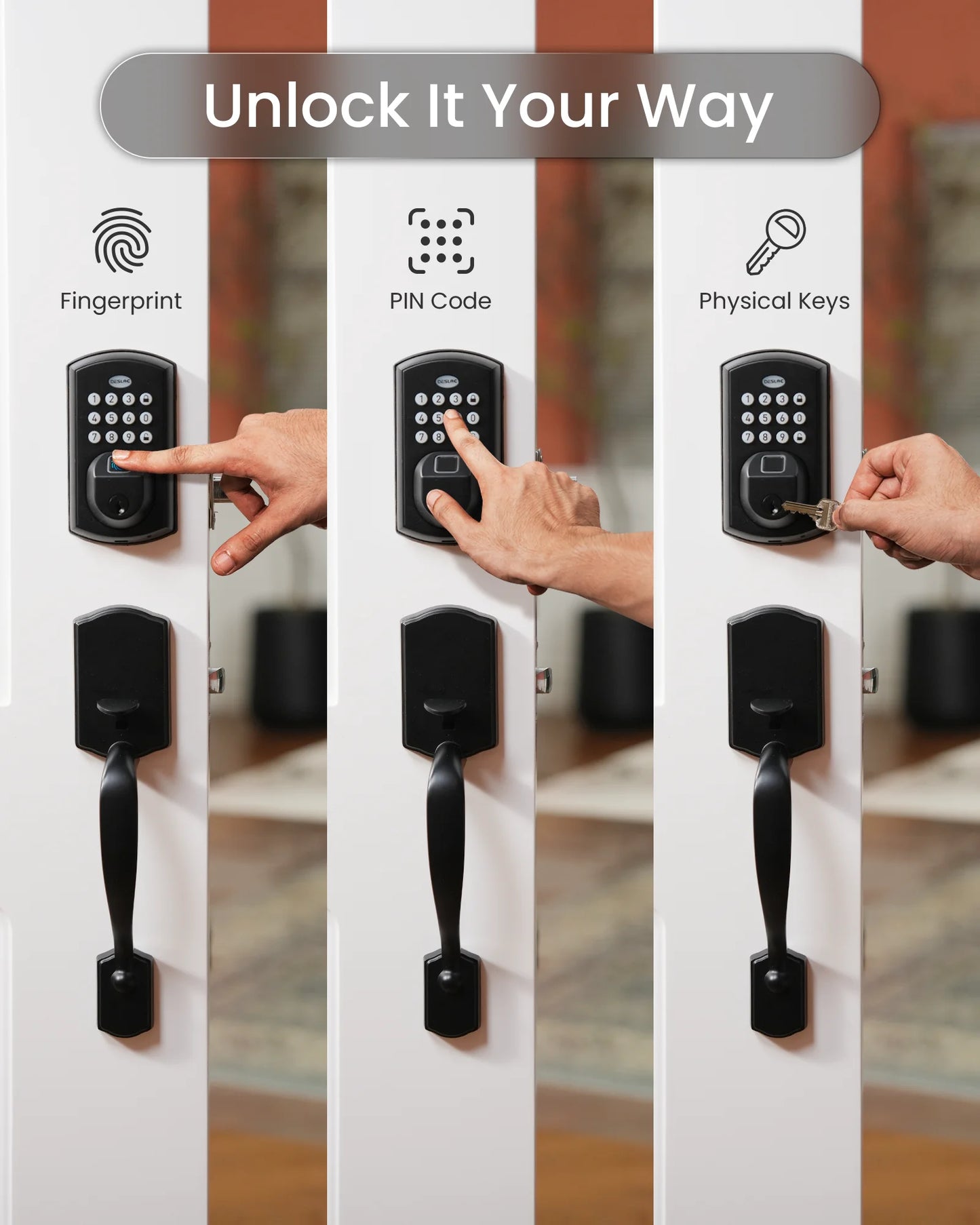 Electronic Keypad Door Lock with Handle Set,Keyless Entry Smart Lock for Front Door,