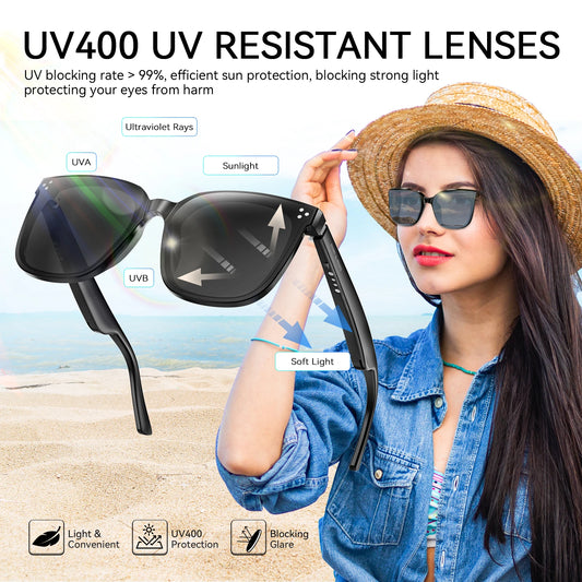 Smart Glasses voice control Bluetooth, Voice Assistant UV Protection Audio