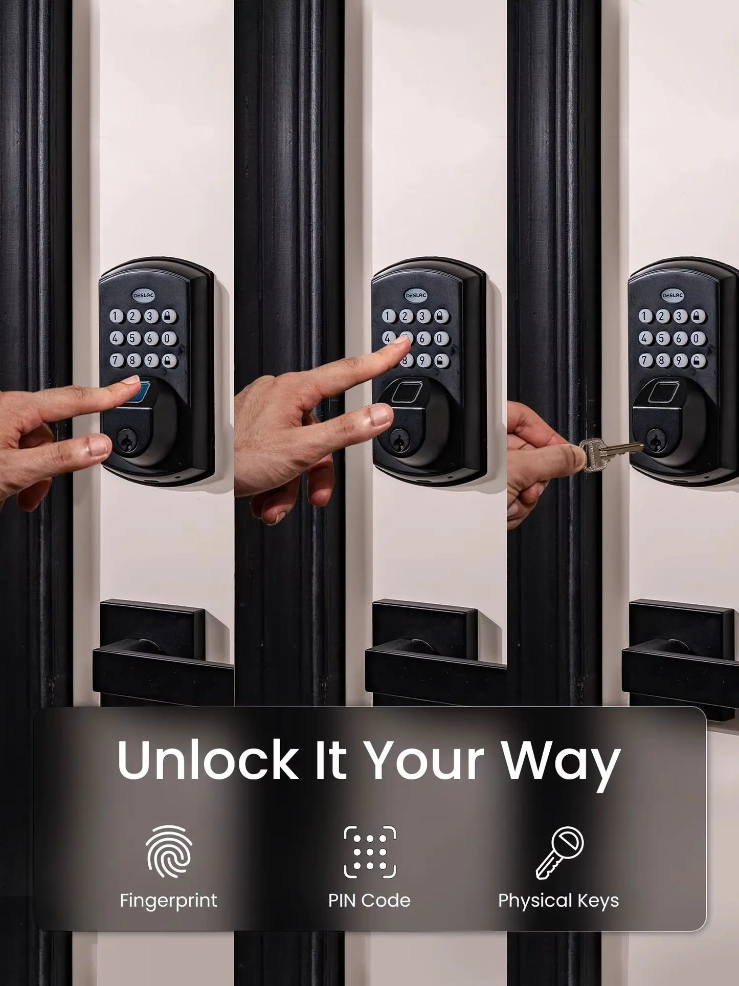 Keyless Entry Door Lock, Keypad Fingerprint Smart Lock Deadbolt for Front Door, Easy Installation,