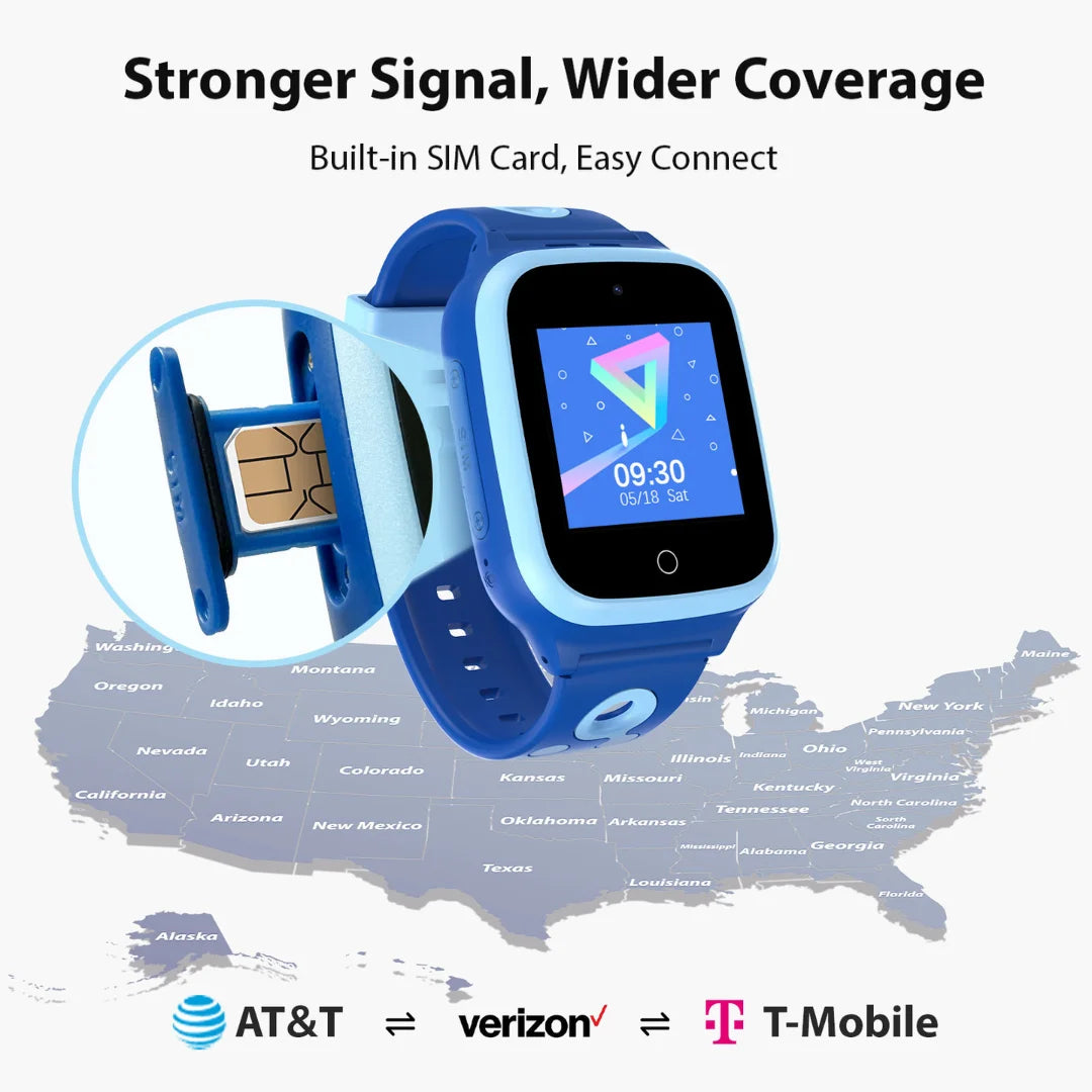 4G Smart Watch for Kids, with 30-Day Free Unlimited Plan, Video Call, Voice Chat, GPS,