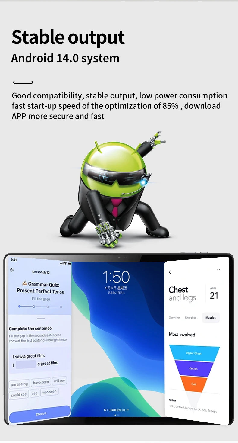 2025 New Arrival 14 Inch 10 Core Tablet Android 13 Google Play