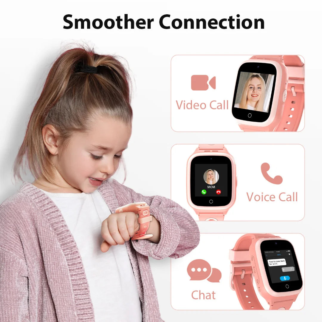 4G Smart Watch for Kids, with 30-Day Free Unlimited Plan, Video Call, Voice Chat, GPS,