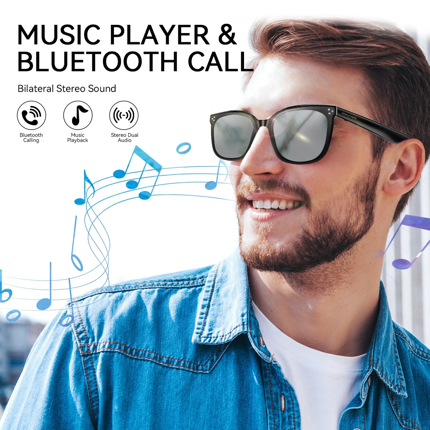 Smart Glasses voice control Bluetooth, Voice Assistant UV Protection Audio