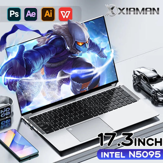 17.3" Gaming Laptop Computer PC Windows 11 Pro Intel Celeron N5095 Laptops