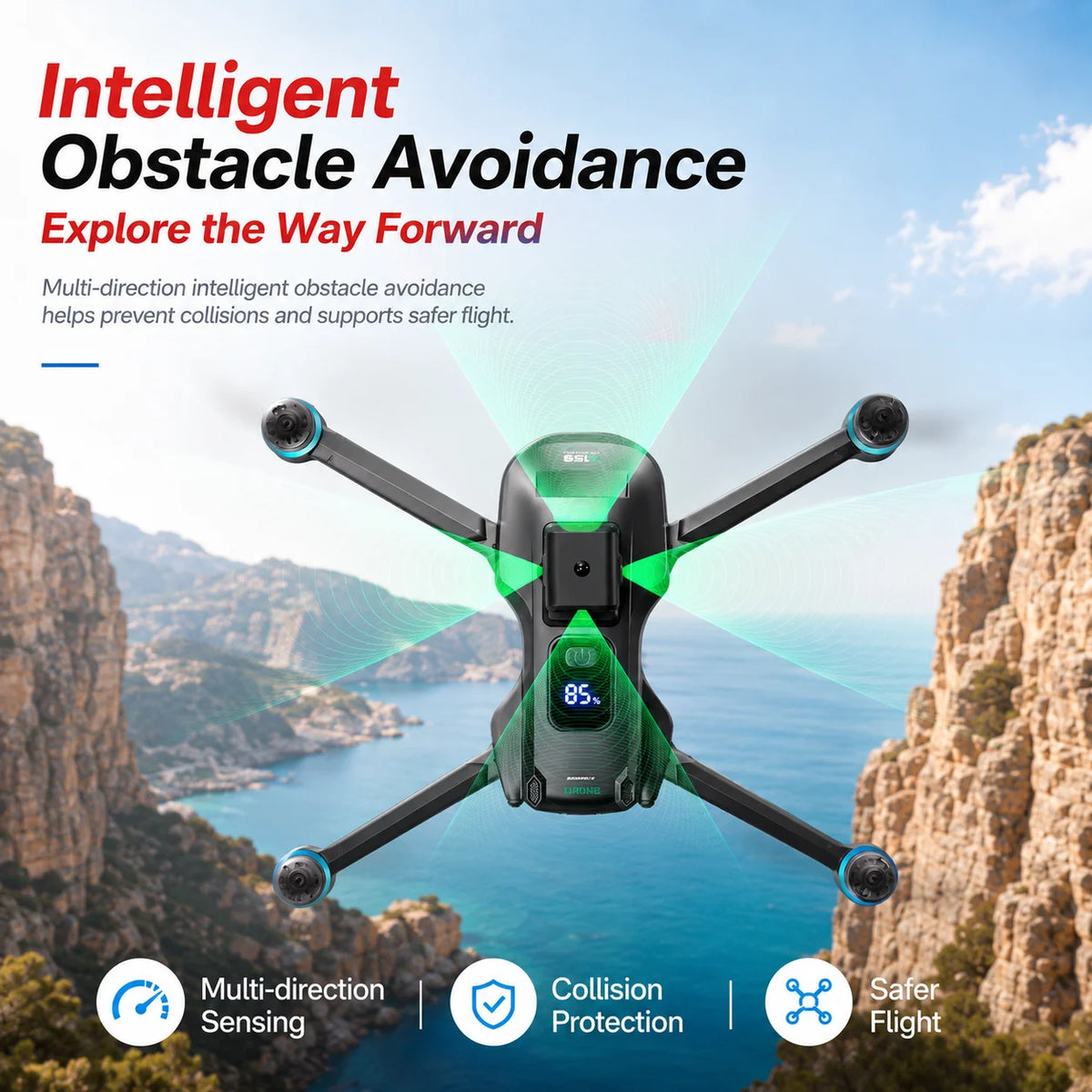 ZNLYRION GPS Drone S159 Brushless  with 8K Camera  5G FPV Optical Flow Hover and 20Mins Flight Time