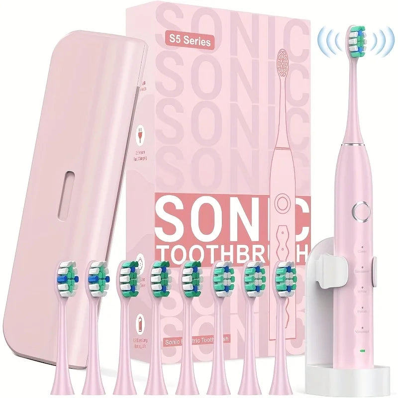 The Ultimate Electric Toothbrush Gift Set: Includes Charging Base, 9 Brush Heads, and Travel Case
