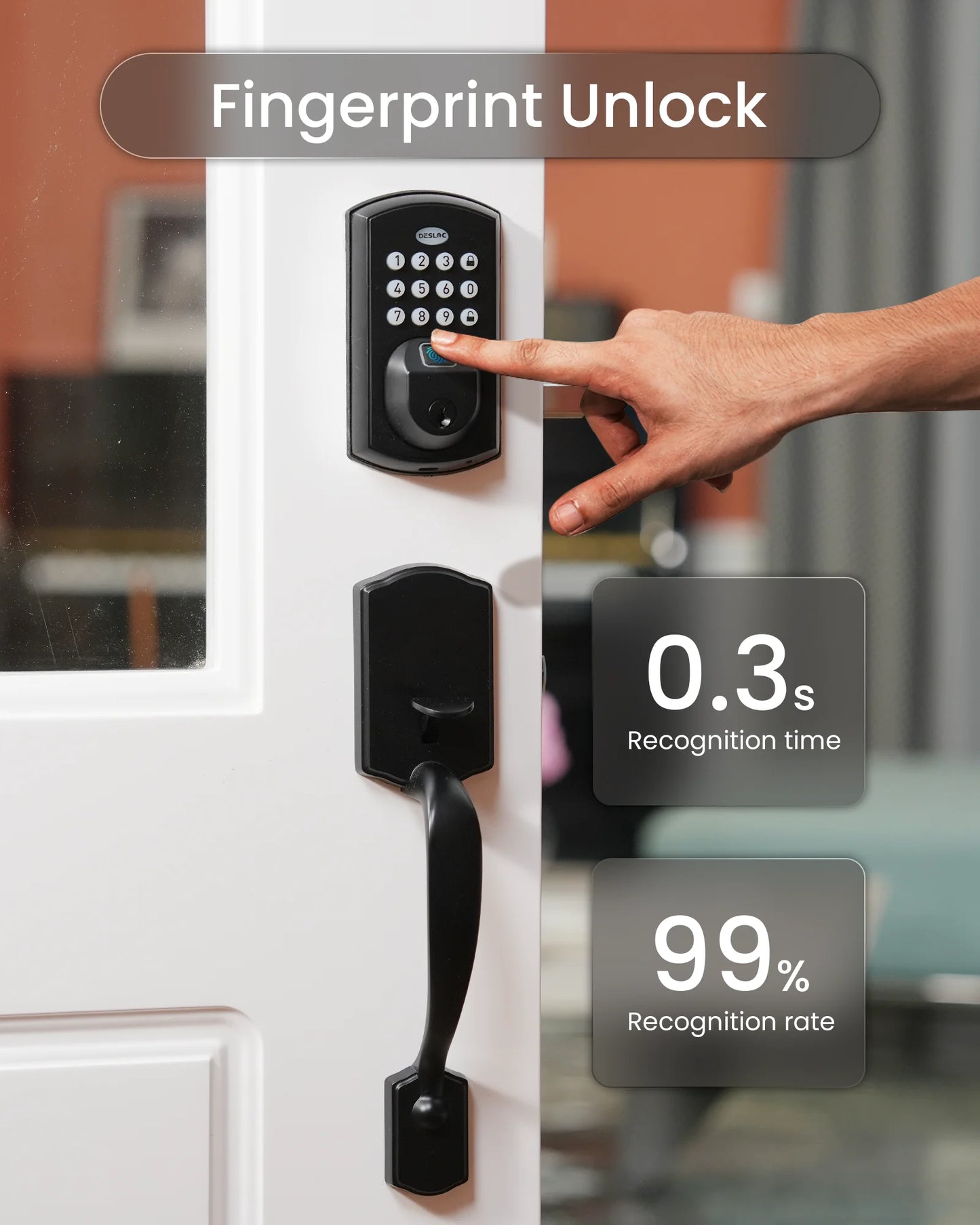 Electronic Keypad Door Lock with Handle Set,Keyless Entry Smart Lock for Front Door,