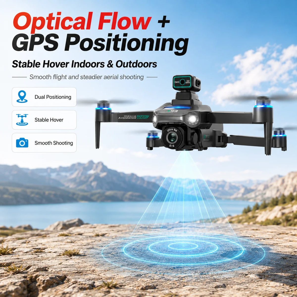 ZNLYRION GPS Drone S159 Brushless  with 8K Camera  5G FPV Optical Flow Hover and 20Mins Flight Time