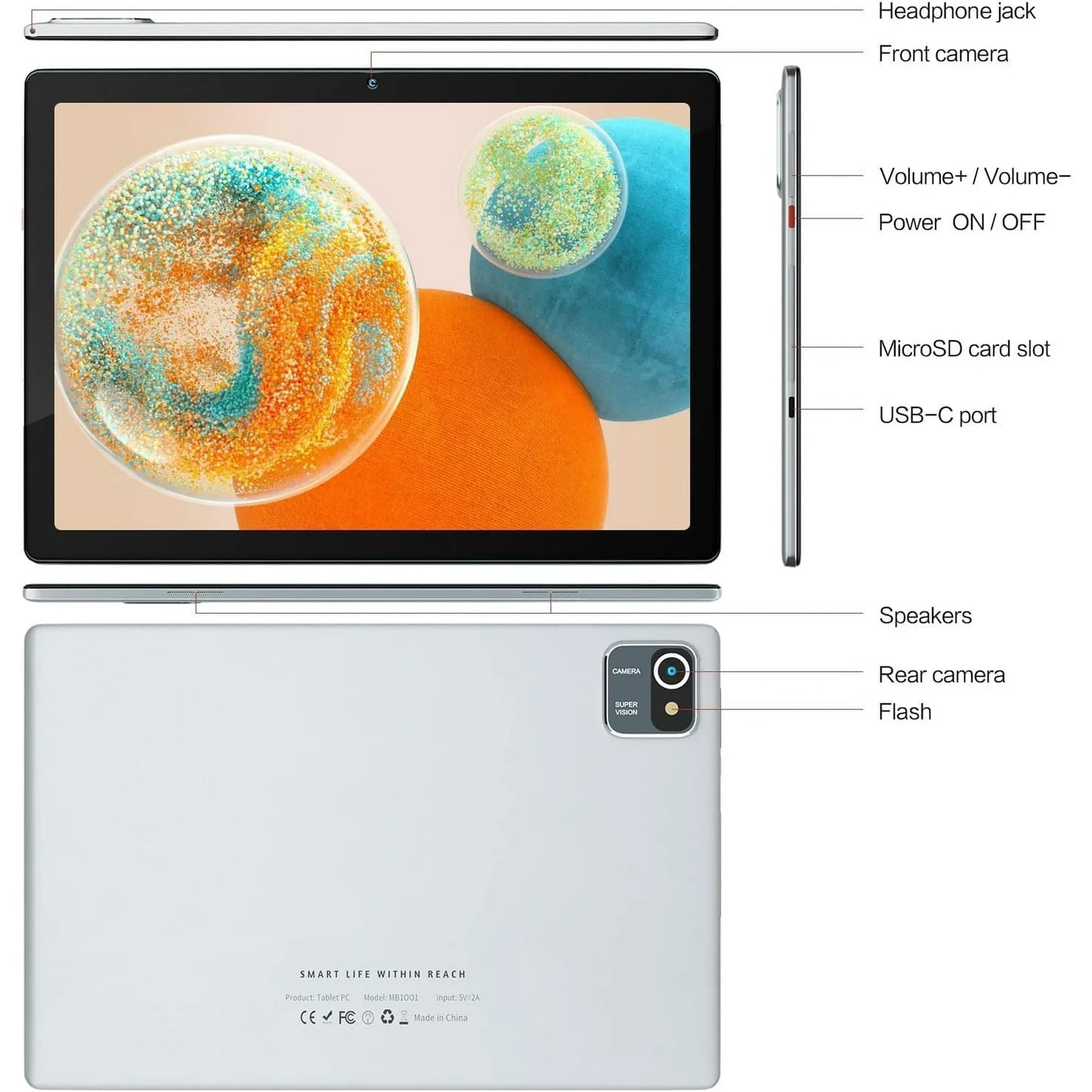 10.1 inch Tablet, 6GB(4+2) RAM, 64GB ROM, 128GB Expand,