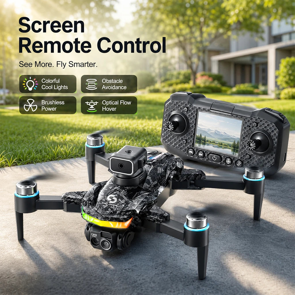 ZNLYRION S160 Foldable Brushless Drone with Screen Remote 360° Obstacle Avoidance EIS Dual Camera Optical Flow Positioning RGB LED Light RC Quadcopter