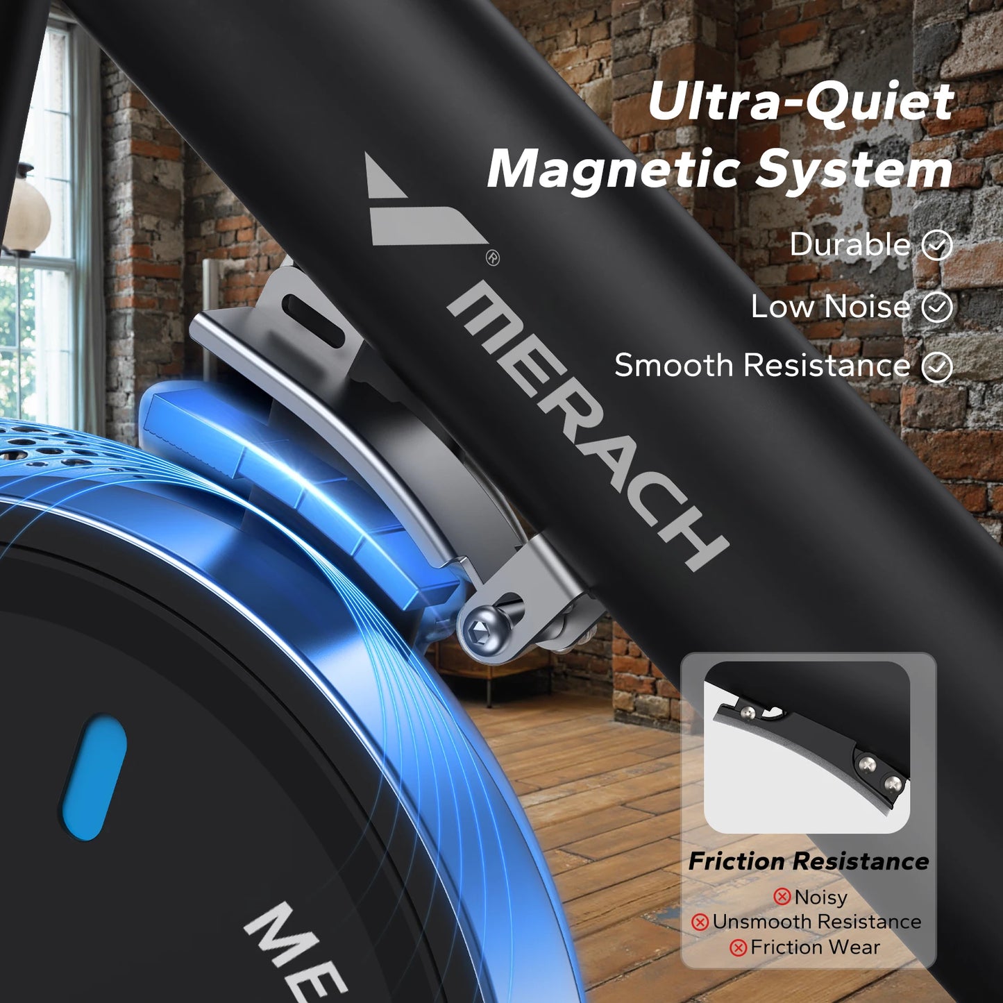 MERACH Exercise Bike Brake Pad/Magnetic Stationary Bike with Exclusive App Low Noise