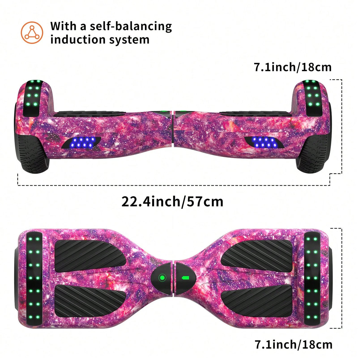 SIMATE 6.5 Inch Self-Balancing Hoverboard with Bluetooth Speaker & Colorful LED Wheel Lights, Electric Scooter Gift for Kids Adults