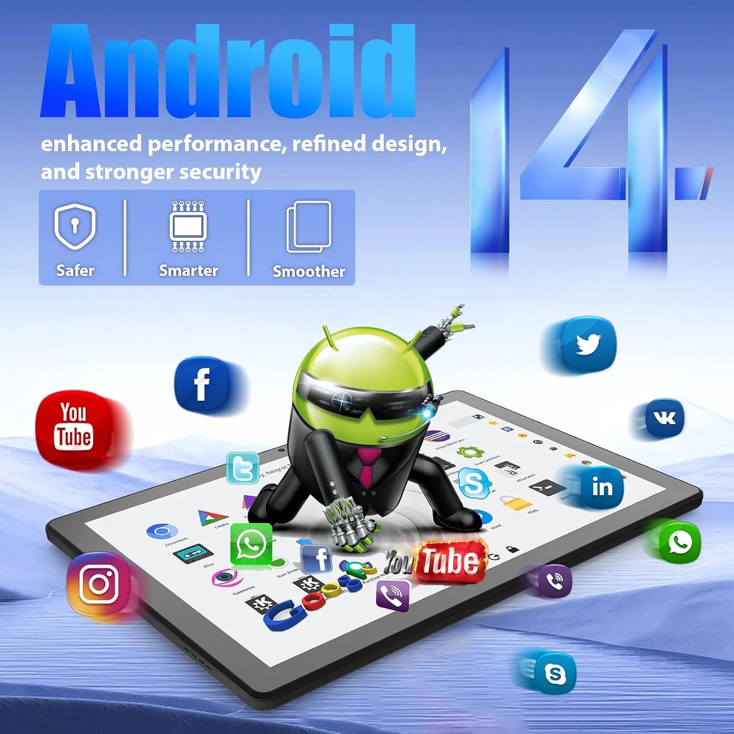 BESTSKI 11 inch Tablet Android 14GB RAM+64GB ROM