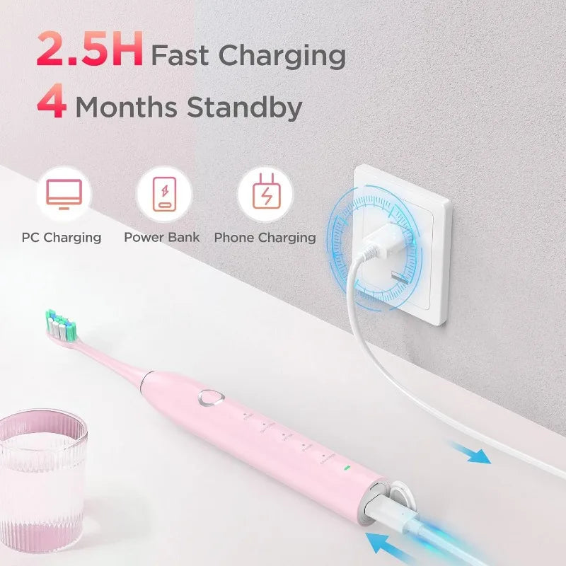 The Ultimate Electric Toothbrush Gift Set: Includes Charging Base, 9 Brush Heads, and Travel Case