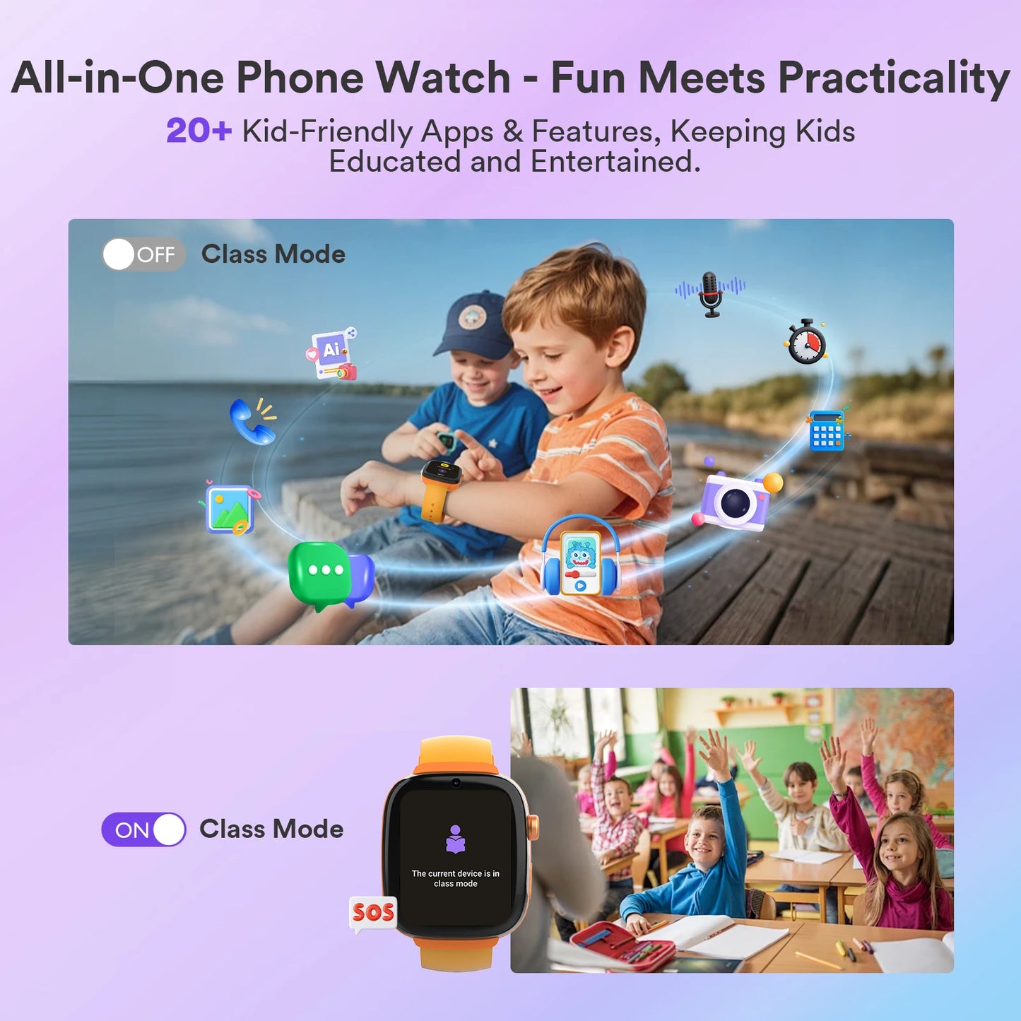 4G Kids Smart Watch with SIM Card GPS Tracker, Video Call,  Parental Control, Waterproof Gift for Boys and Girls